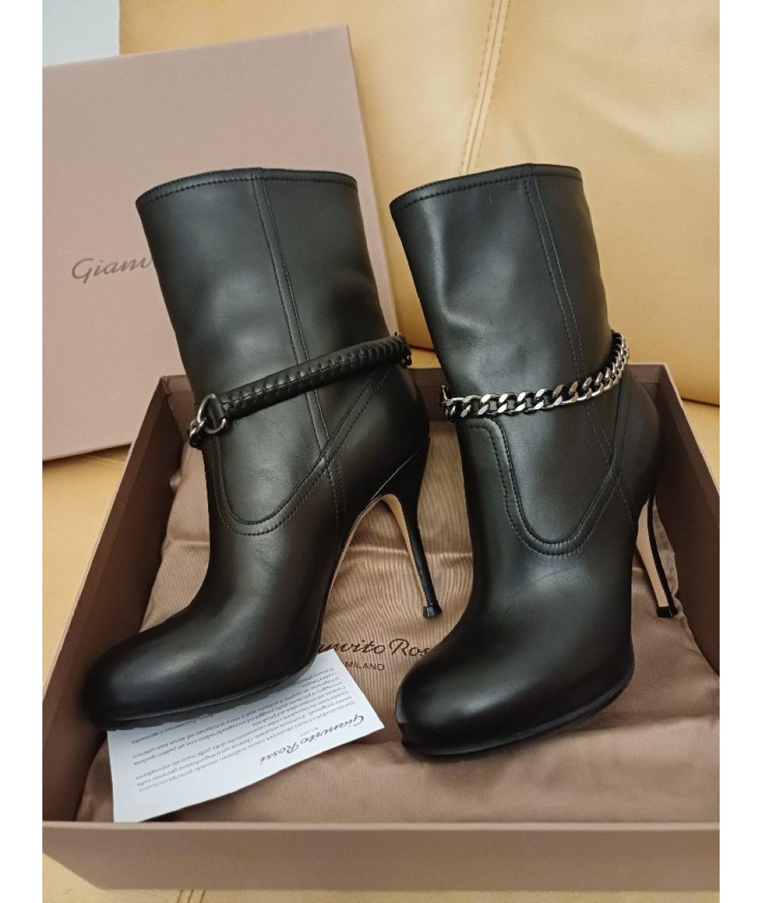 GIANVITO ROSSI Черные кожаные ботильоны, фото 3