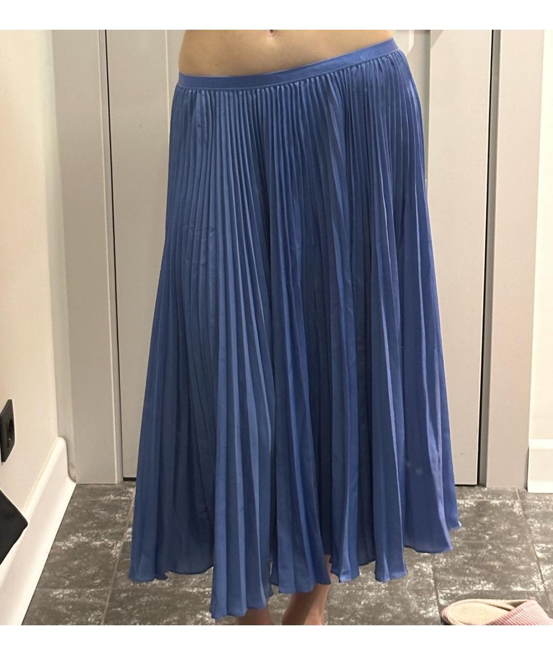 POLO RALPH LAUREN Синяя полиэстеровая юбка миди, фото 4