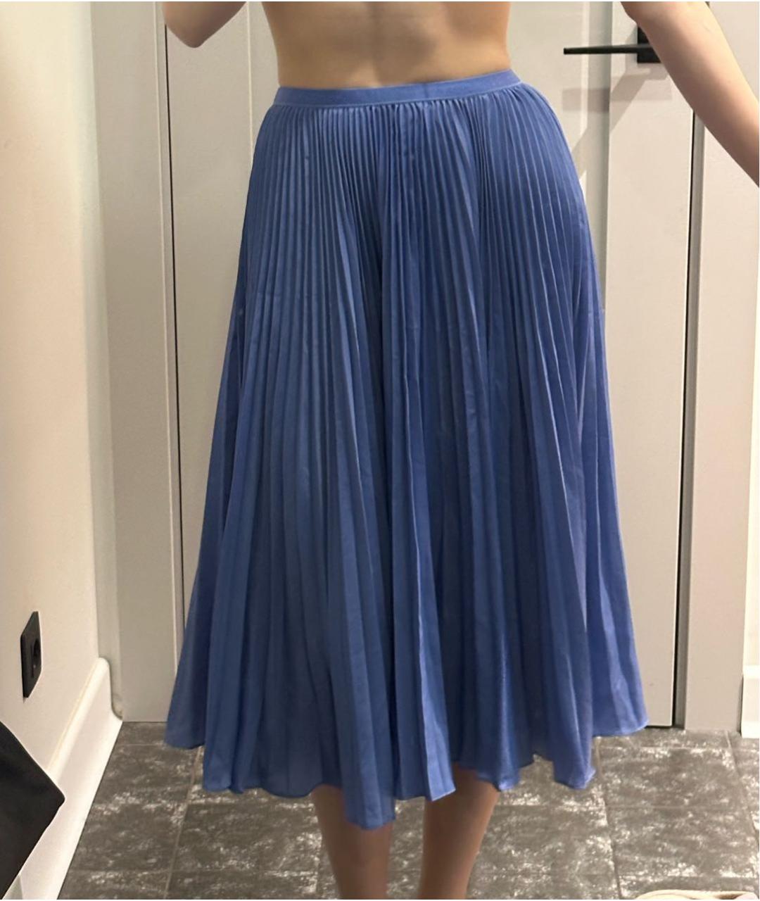 POLO RALPH LAUREN Синяя полиэстеровая юбка миди, фото 2