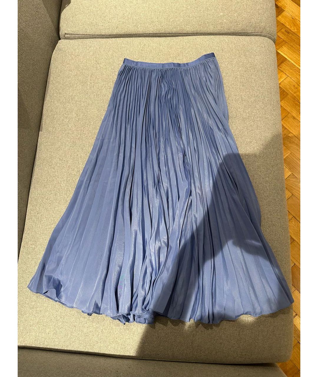 POLO RALPH LAUREN Синяя полиэстеровая юбка миди, фото 5