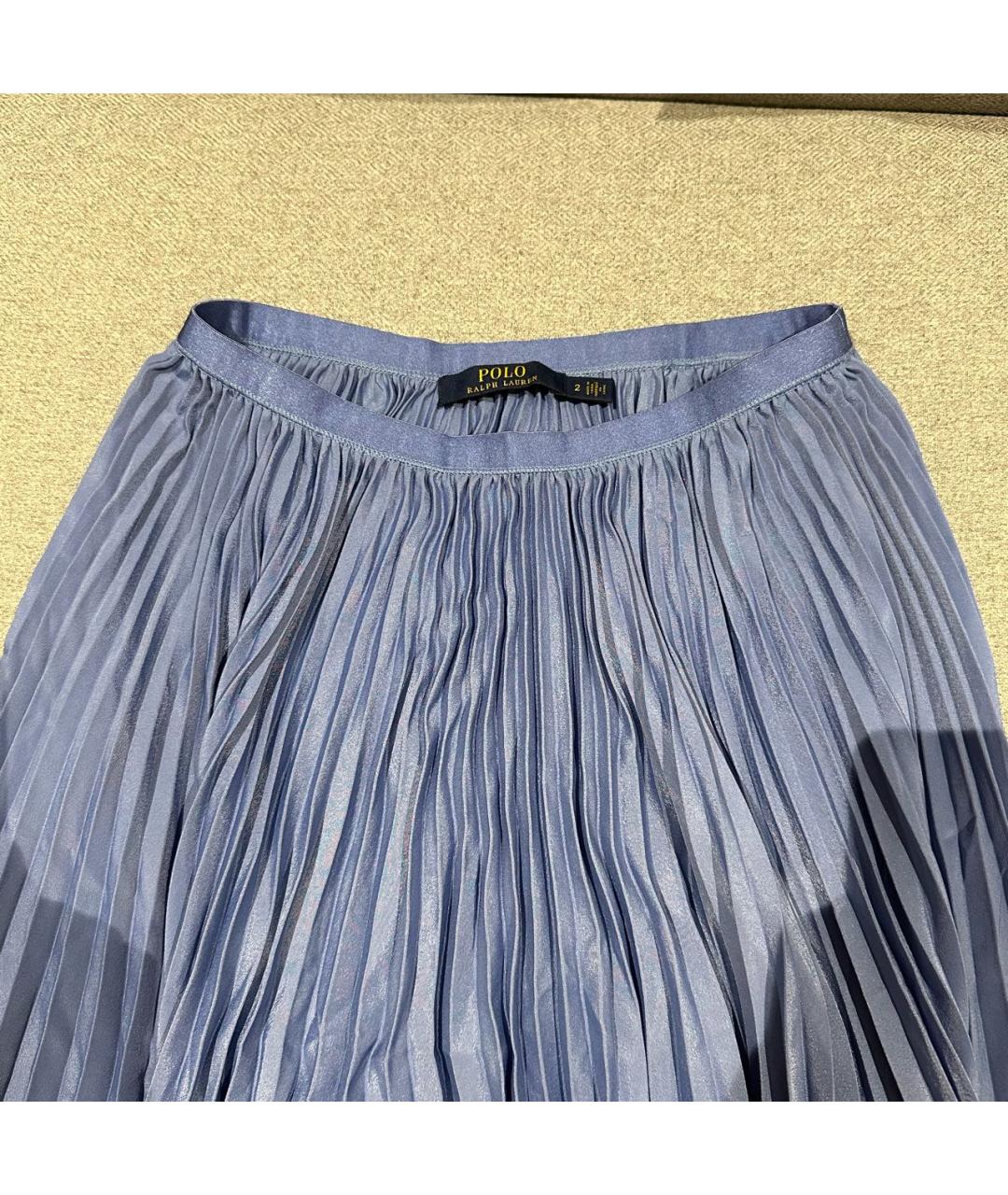 POLO RALPH LAUREN Синяя полиэстеровая юбка миди, фото 3