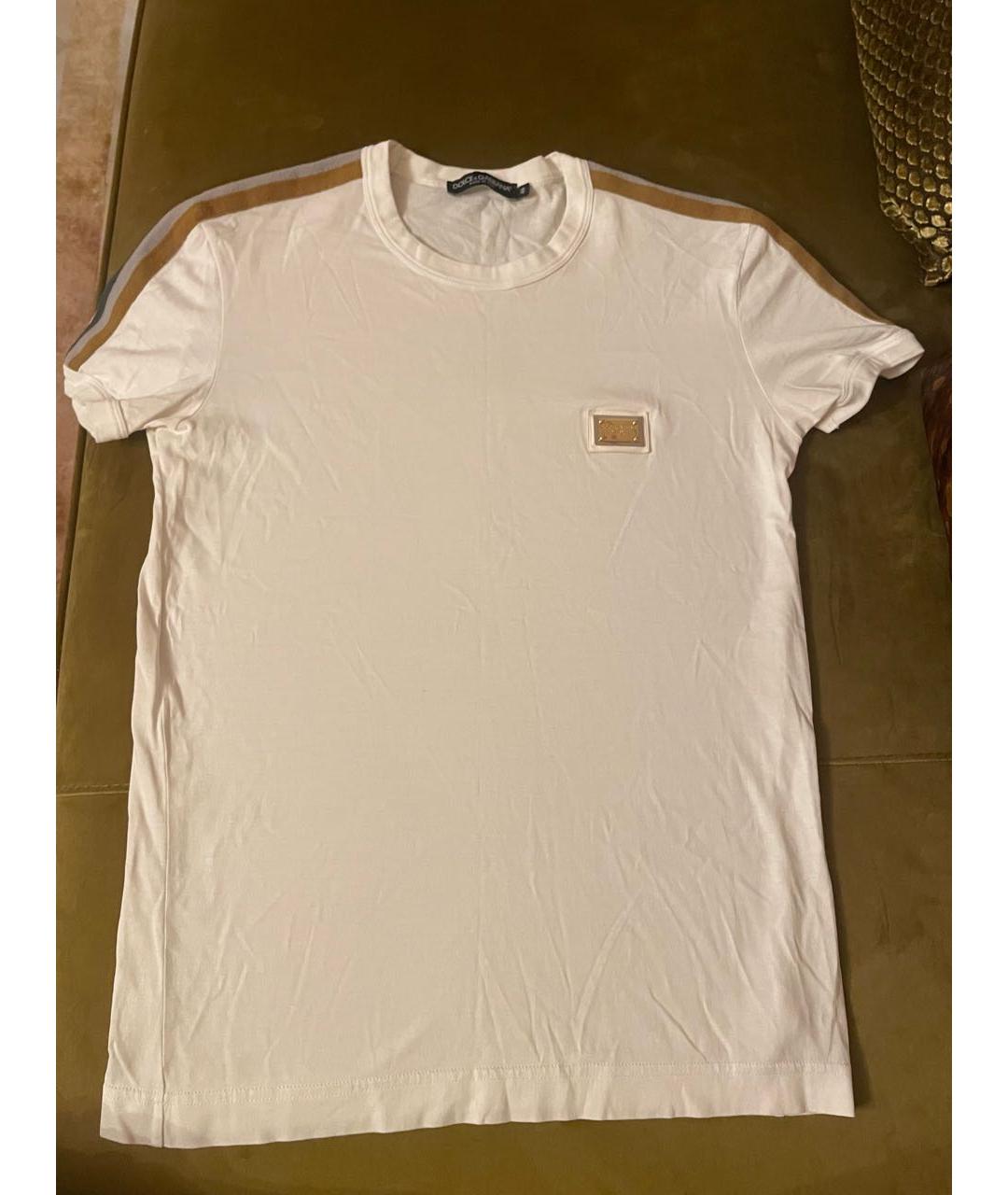 DOLCE&GABBANA Белая хлопковая футболка, фото 4