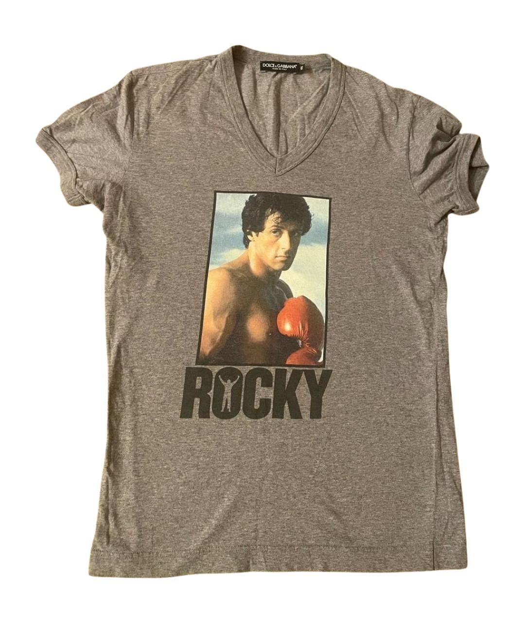 DOLCE&GABBANA Серая хлопковая футболка, фото 1