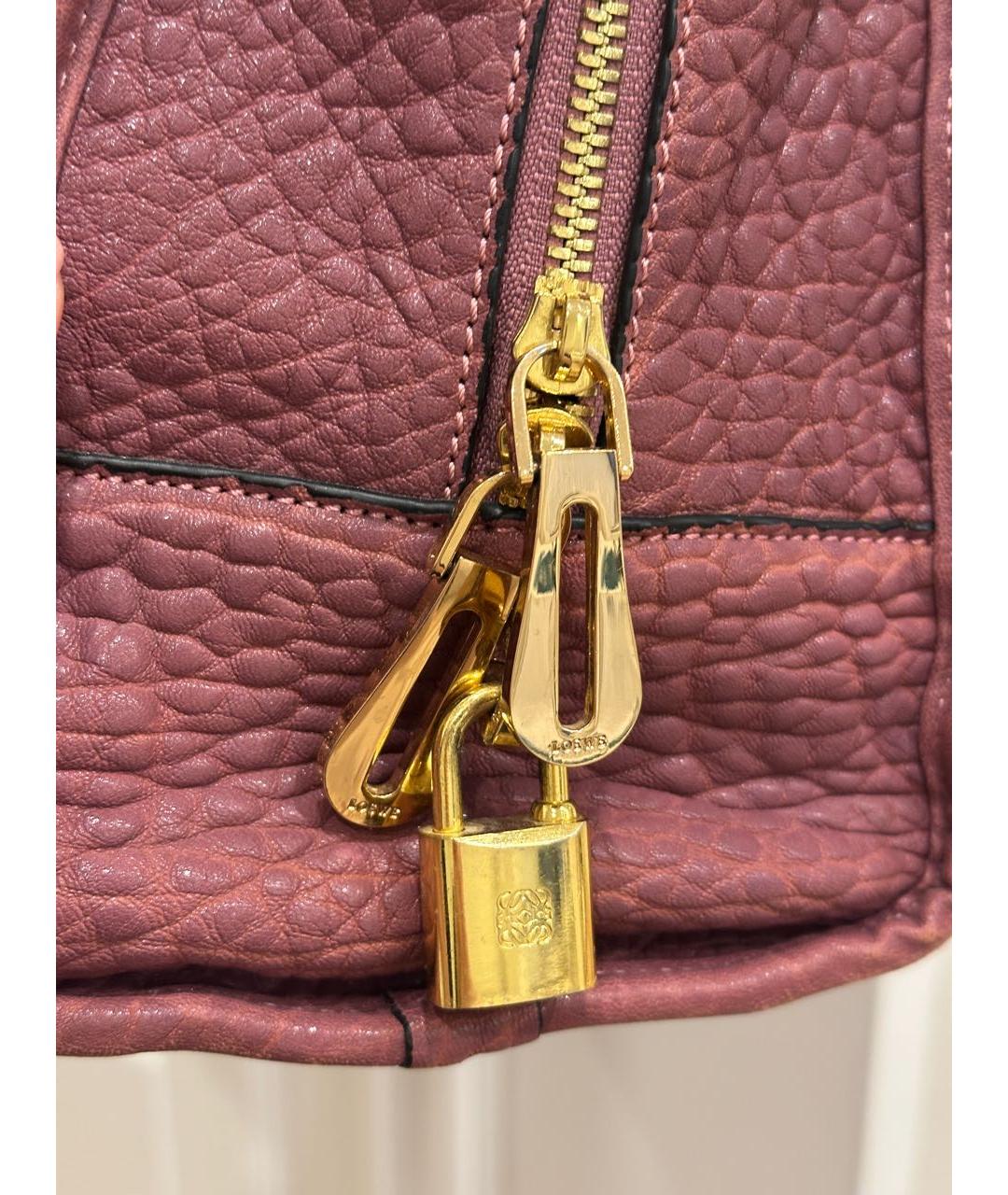 LOEWE Коралловая кожаная сумка с короткими ручками, фото 4