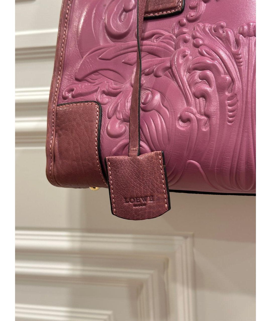 LOEWE Коралловая кожаная сумка с короткими ручками, фото 2