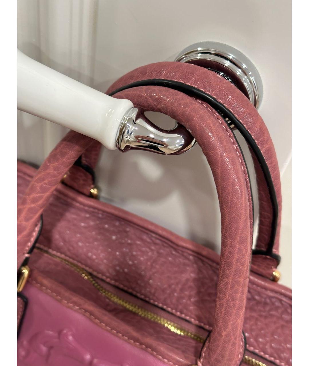 LOEWE Коралловая кожаная сумка с короткими ручками, фото 3