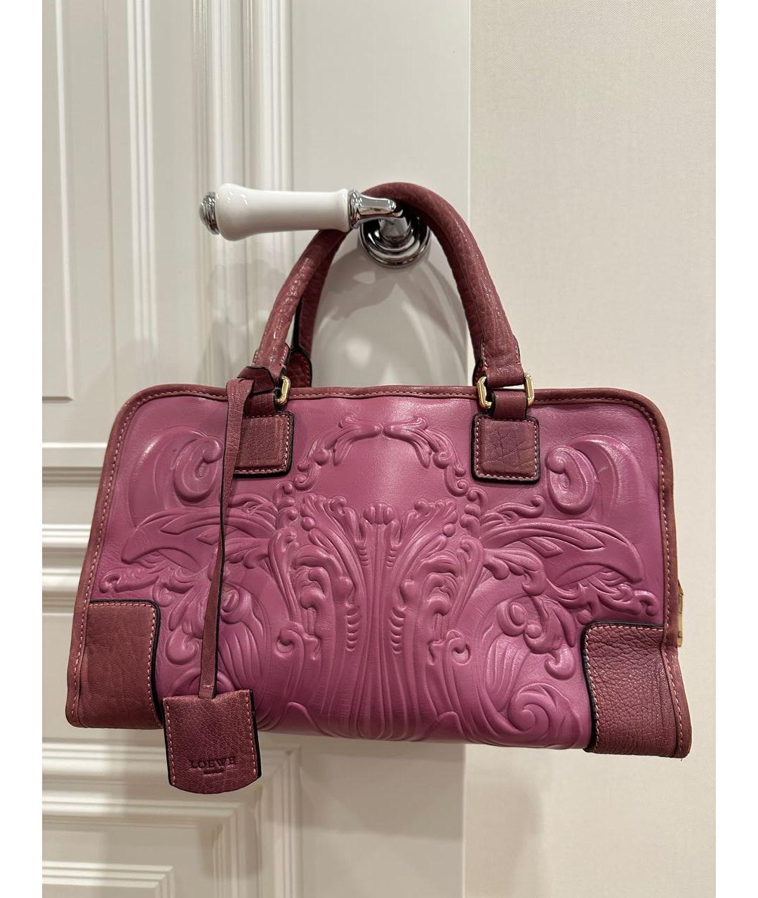 LOEWE Коралловая кожаная сумка с короткими ручками, фото 9