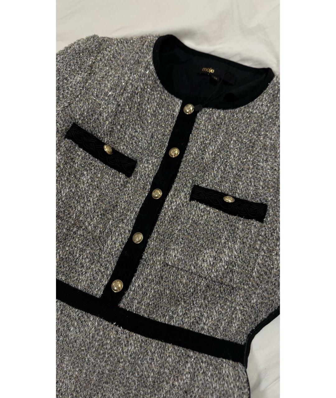 MAJE Серое хлопковое повседневное платье, фото 5