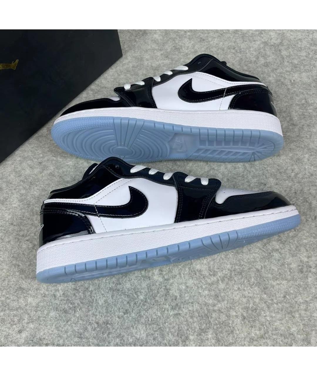 JORDAN Черные кожаные низкие кроссовки / кеды, фото 6