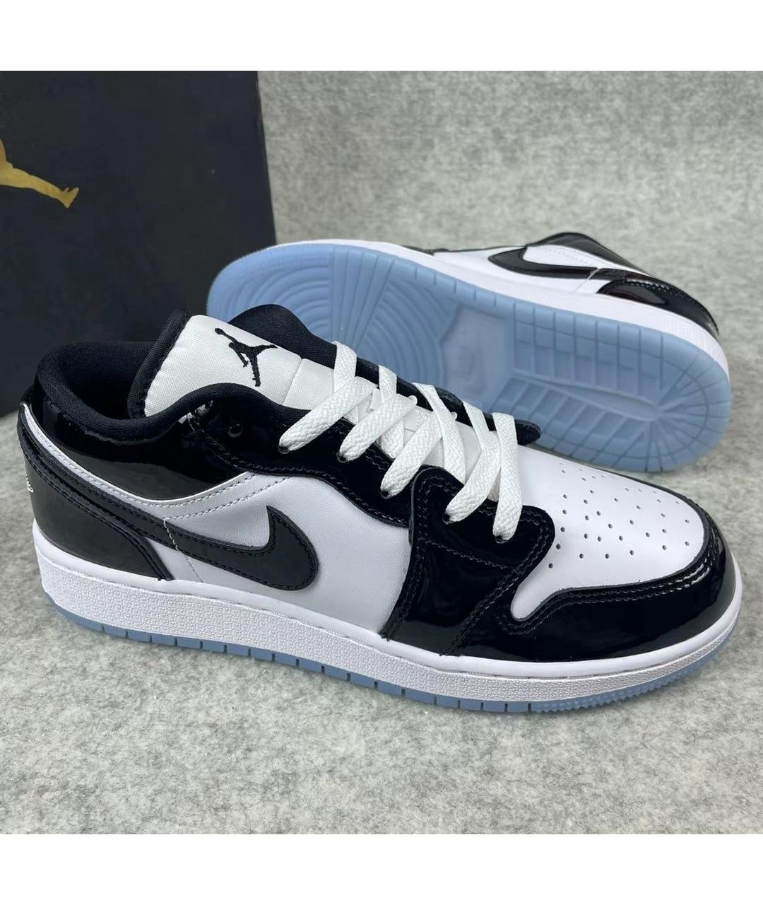 JORDAN Черные кожаные низкие кроссовки / кеды, фото 4