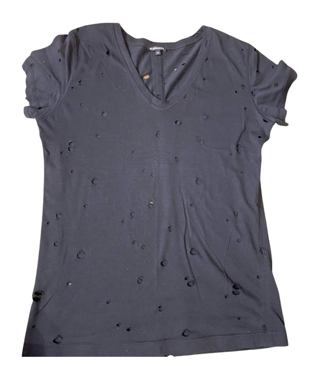 ANN DEMEULEMEESTER Черная хлопковая футболка, фото 1