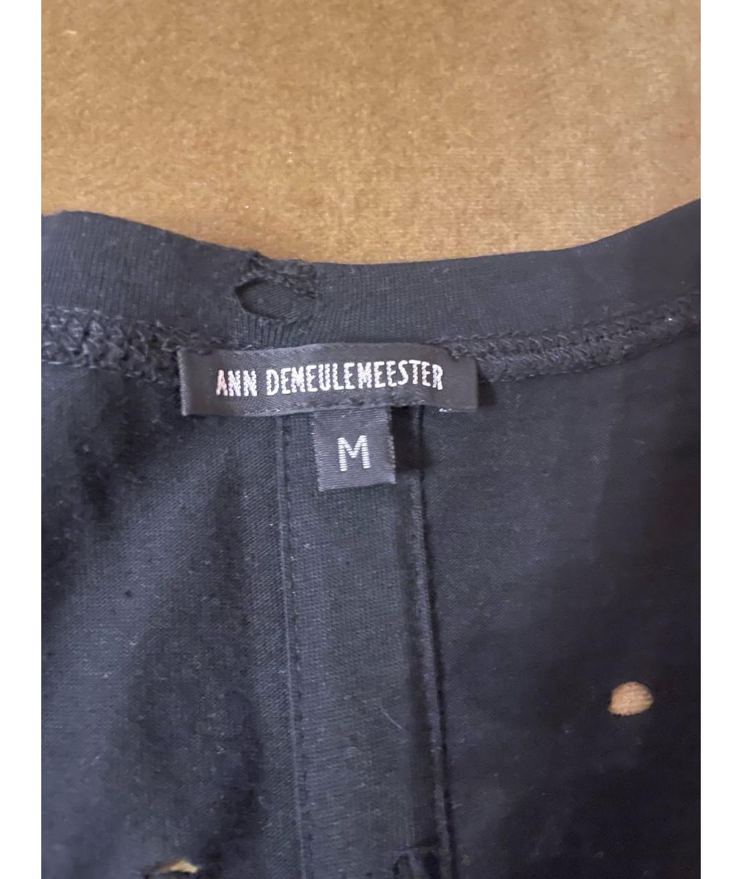ANN DEMEULEMEESTER Черная хлопковая футболка, фото 4