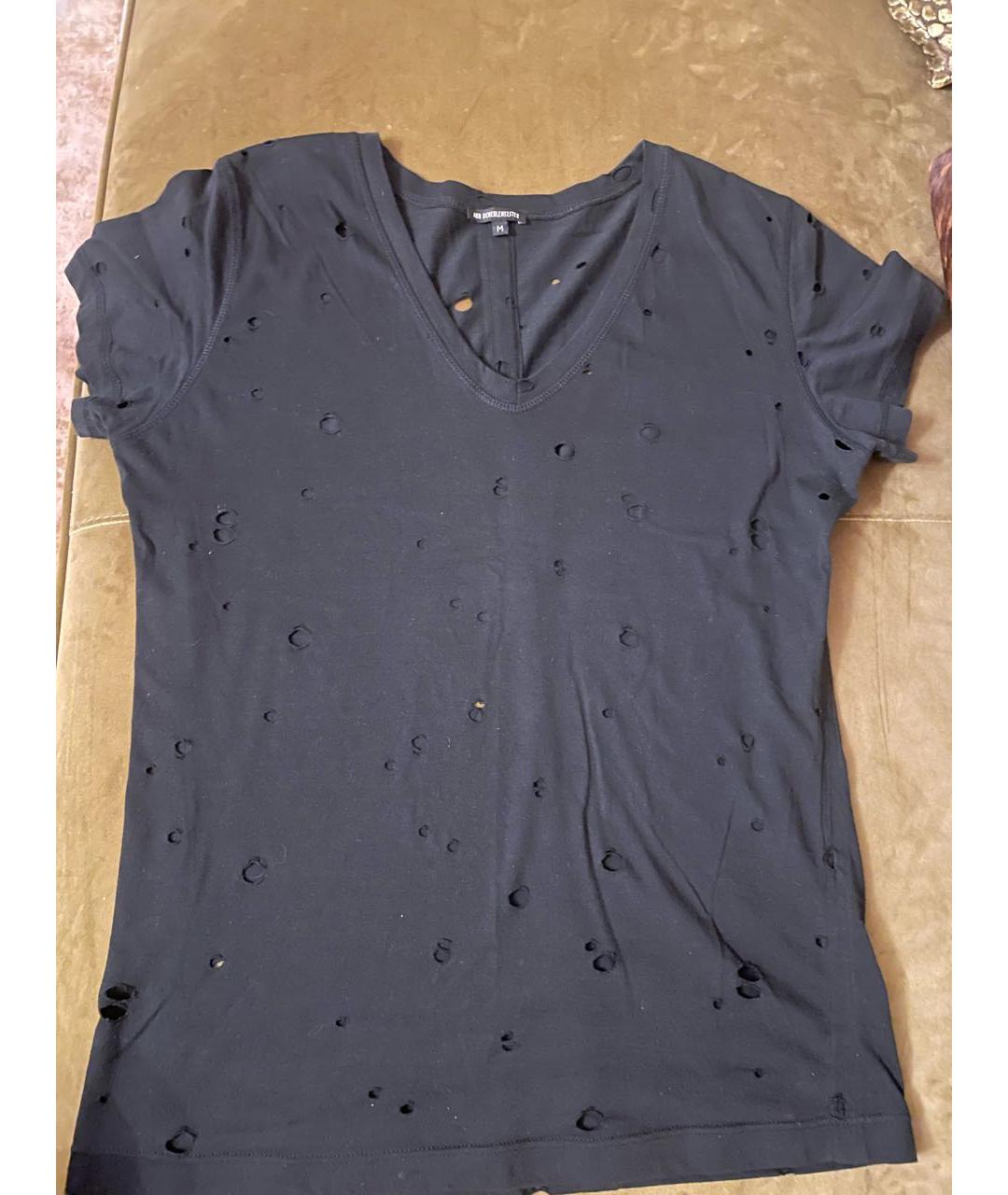 ANN DEMEULEMEESTER Черная хлопковая футболка, фото 5