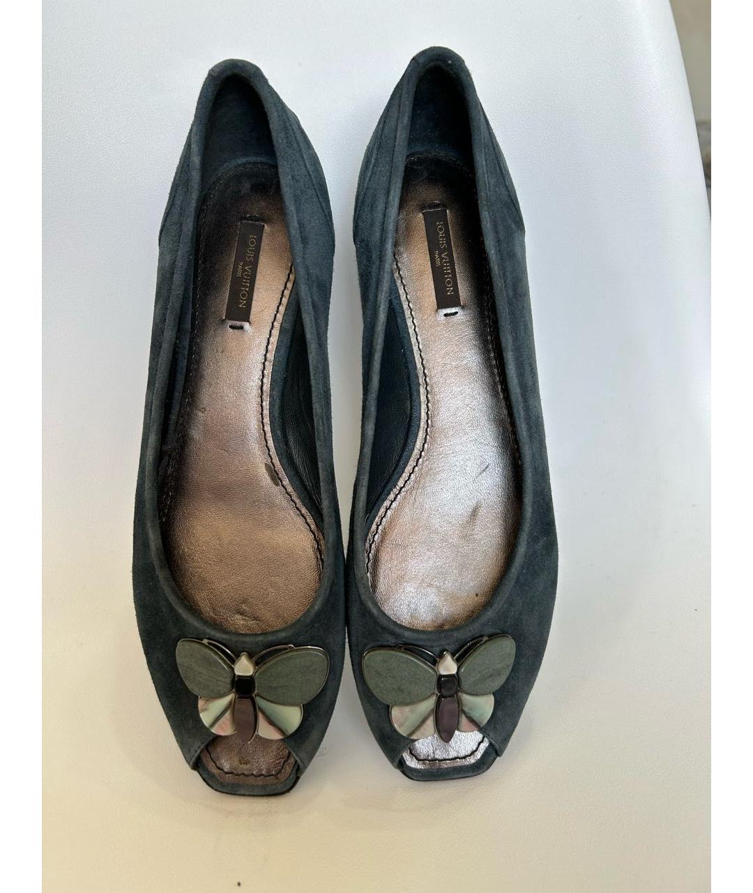 LOUIS VUITTON Синие замшевые балетки, фото 3