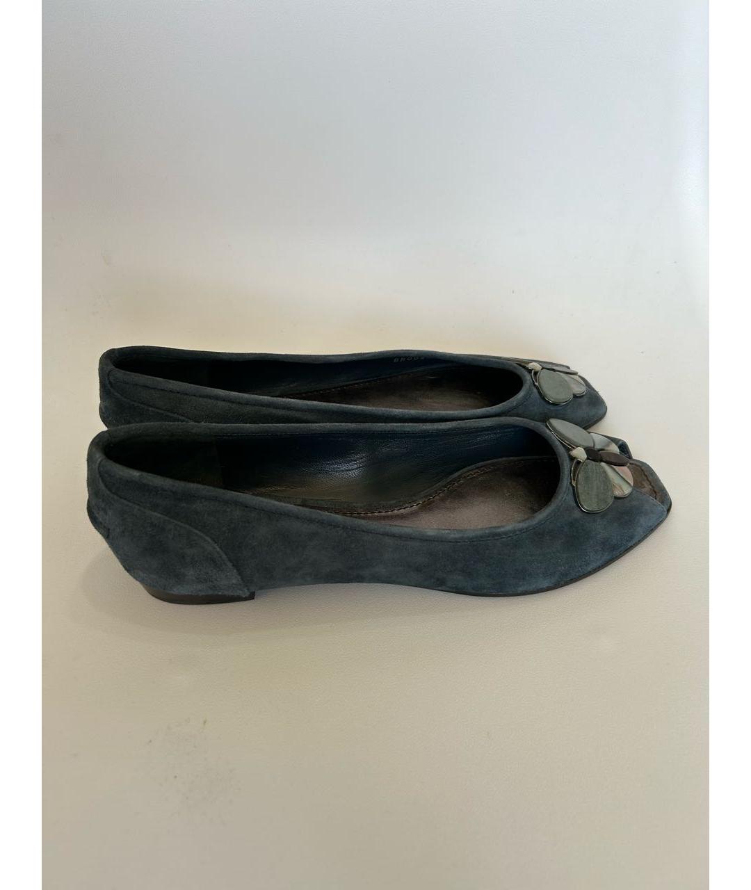 LOUIS VUITTON Синие замшевые балетки, фото 7