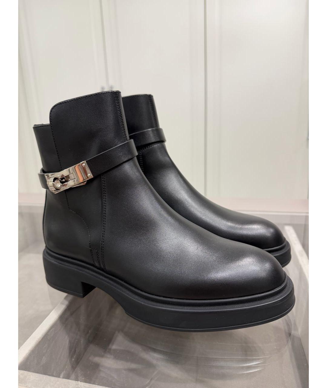 HERMES Черные кожаные ботинки, фото 6