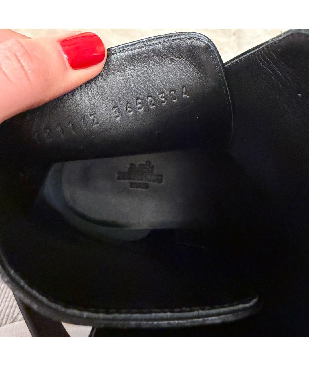 HERMES Черные кожаные ботинки, фото 4