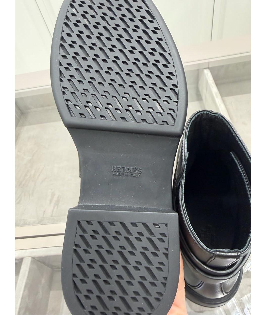HERMES Черные кожаные ботинки, фото 5
