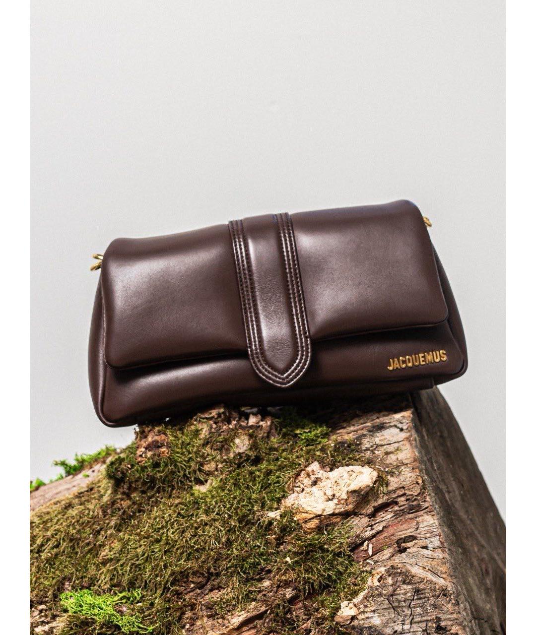 JACQUEMUS Коричневая кожаная сумка через плечо, фото 3