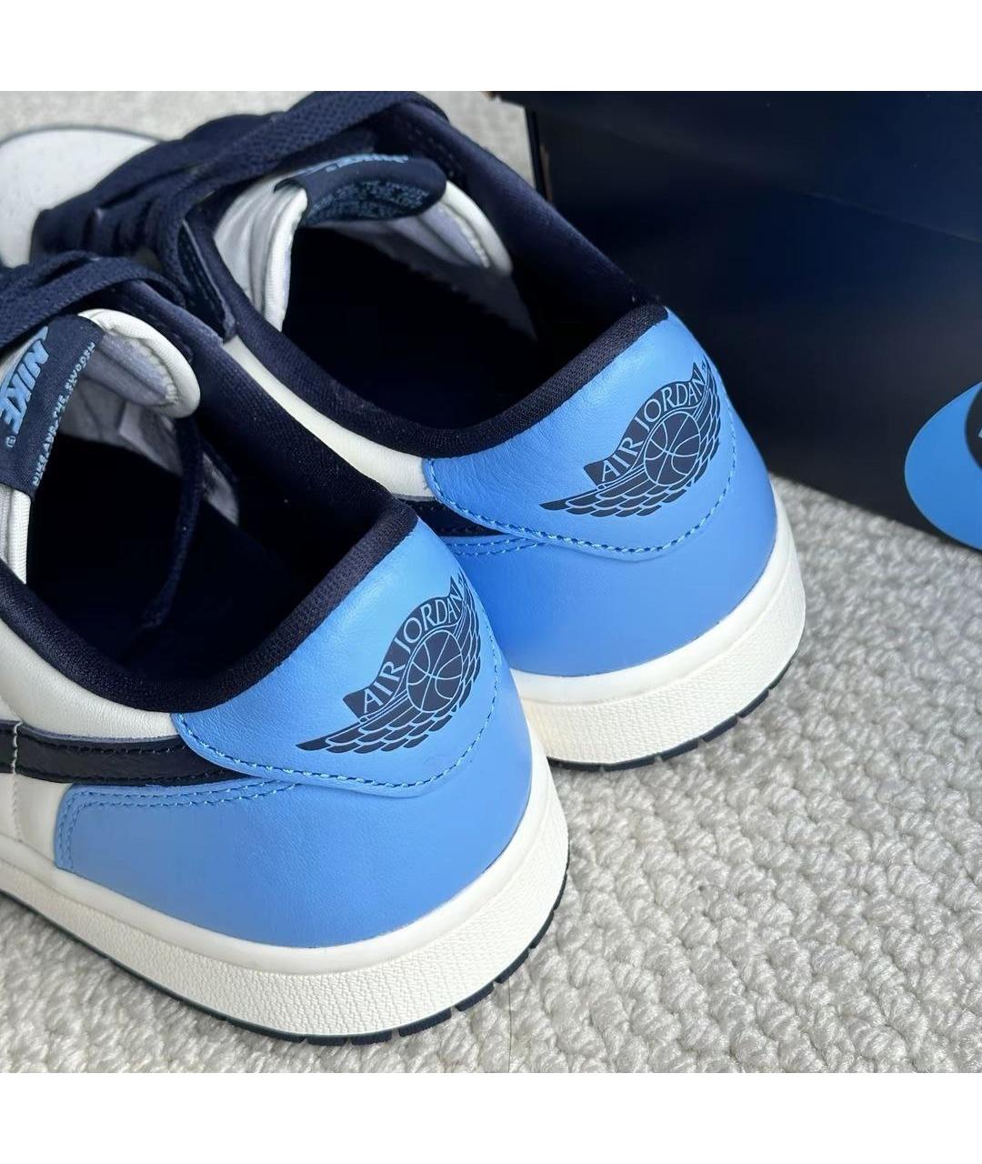 JORDAN Синие кожаные низкие кроссовки / кеды, фото 5