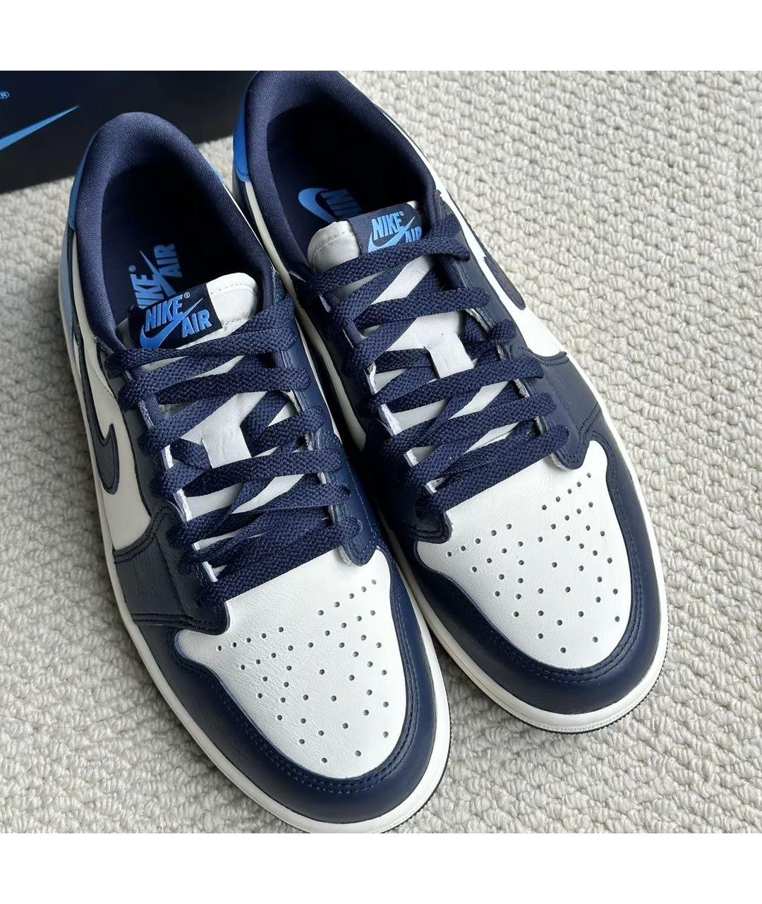 JORDAN Синие кожаные низкие кроссовки / кеды, фото 2