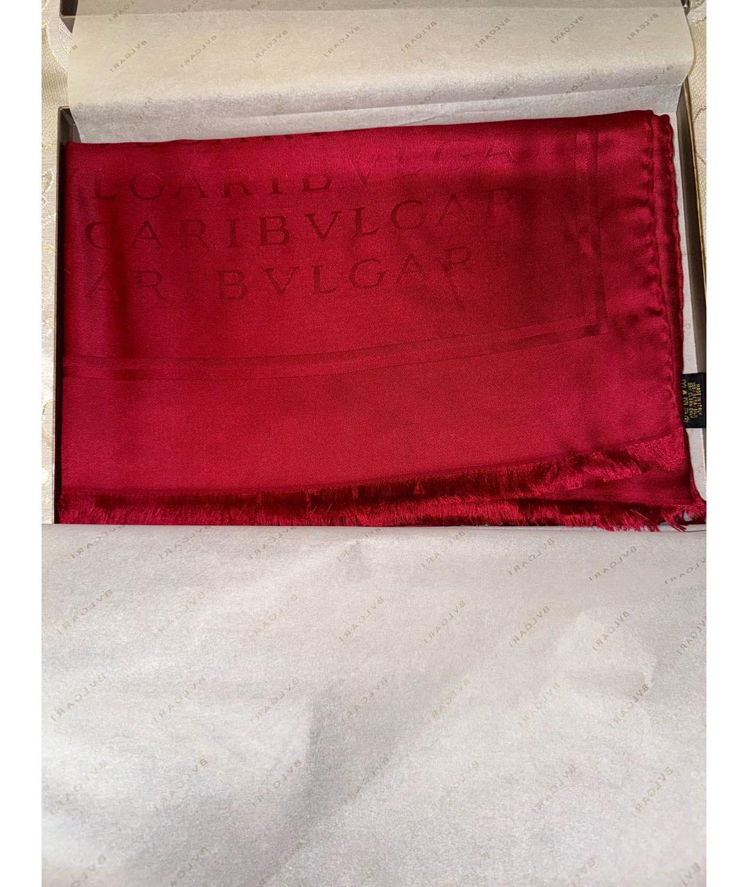 BVLGARI Красный шерстяной шарф, фото 5