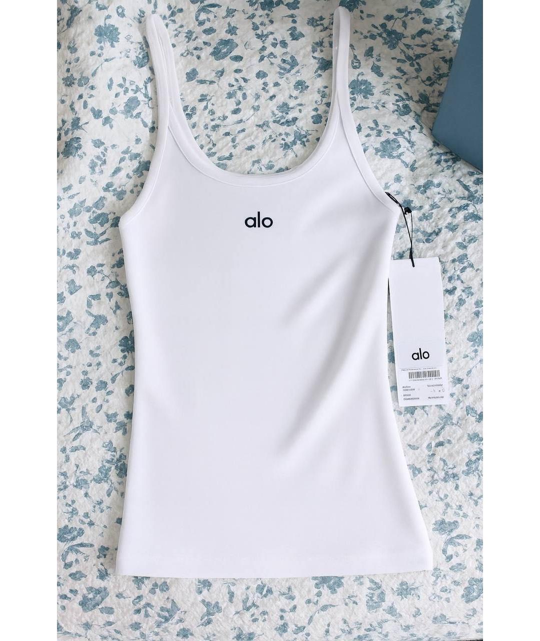 ALO YOGA Белая хлопковая майка, фото 7
