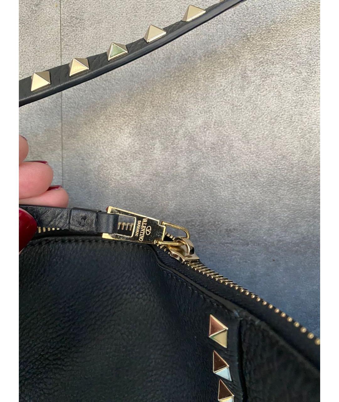 VALENTINO Черная кожаная сумка с короткими ручками, фото 7