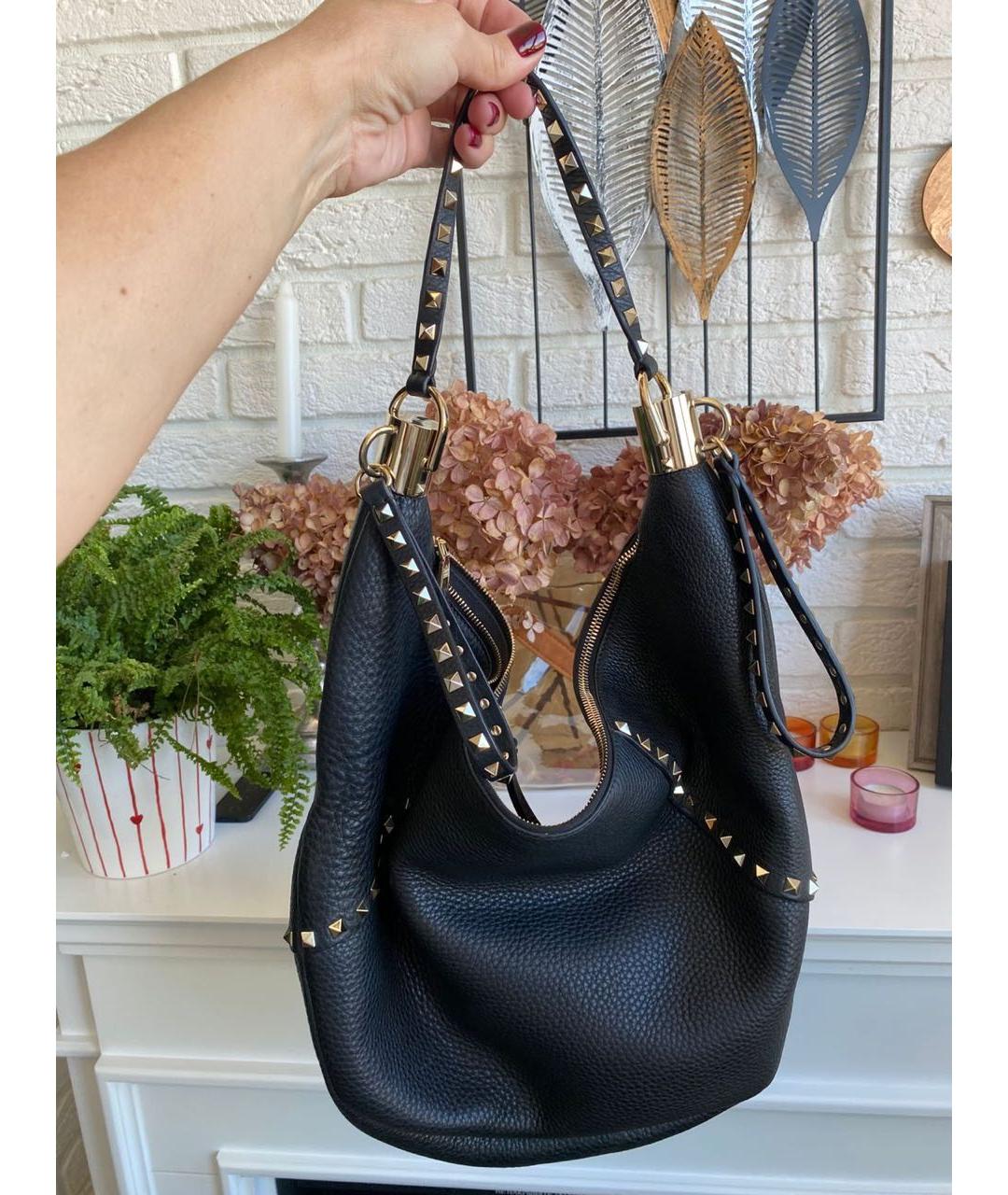 VALENTINO Черная кожаная сумка с короткими ручками, фото 2