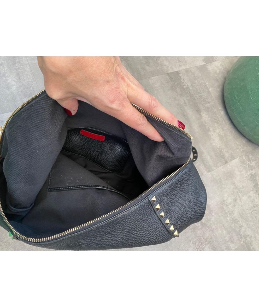 VALENTINO Черная кожаная сумка с короткими ручками, фото 4