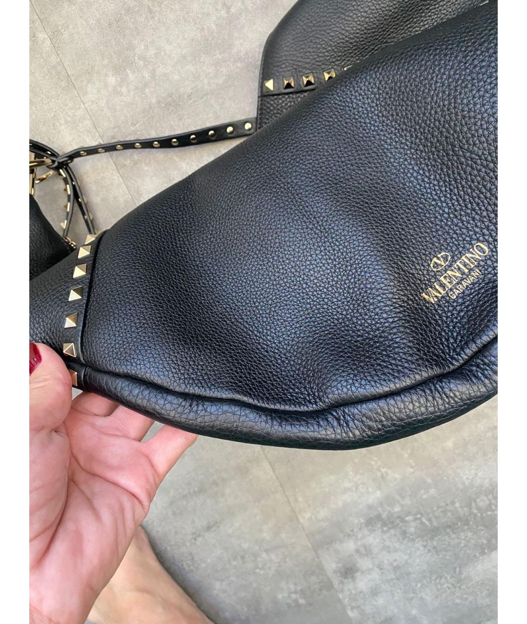 VALENTINO Черная кожаная сумка с короткими ручками, фото 8