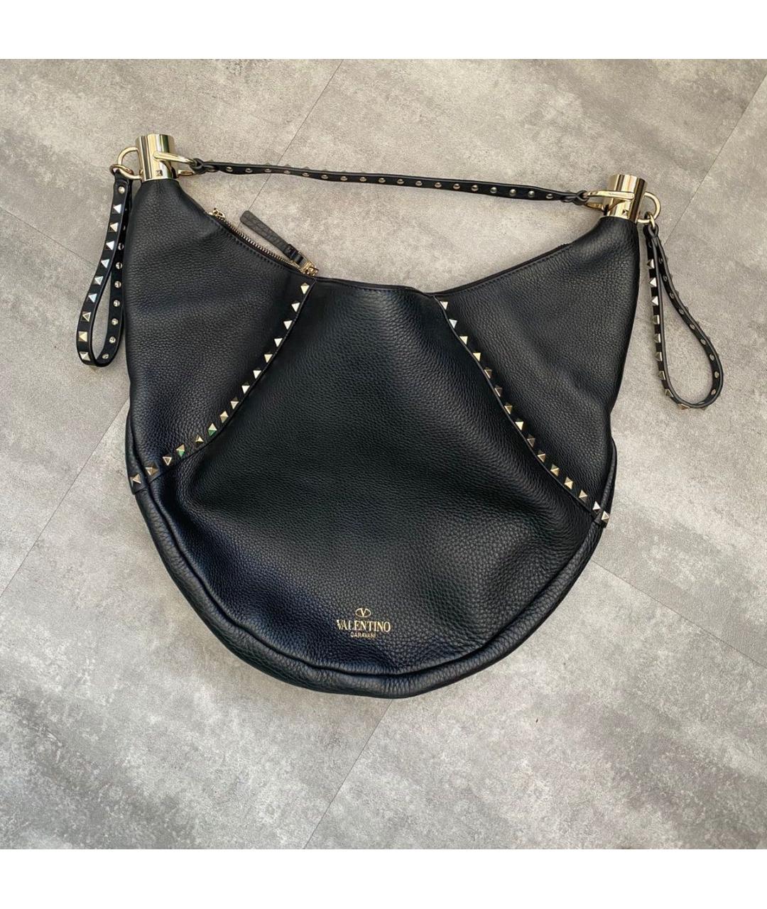 VALENTINO Черная кожаная сумка с короткими ручками, фото 3