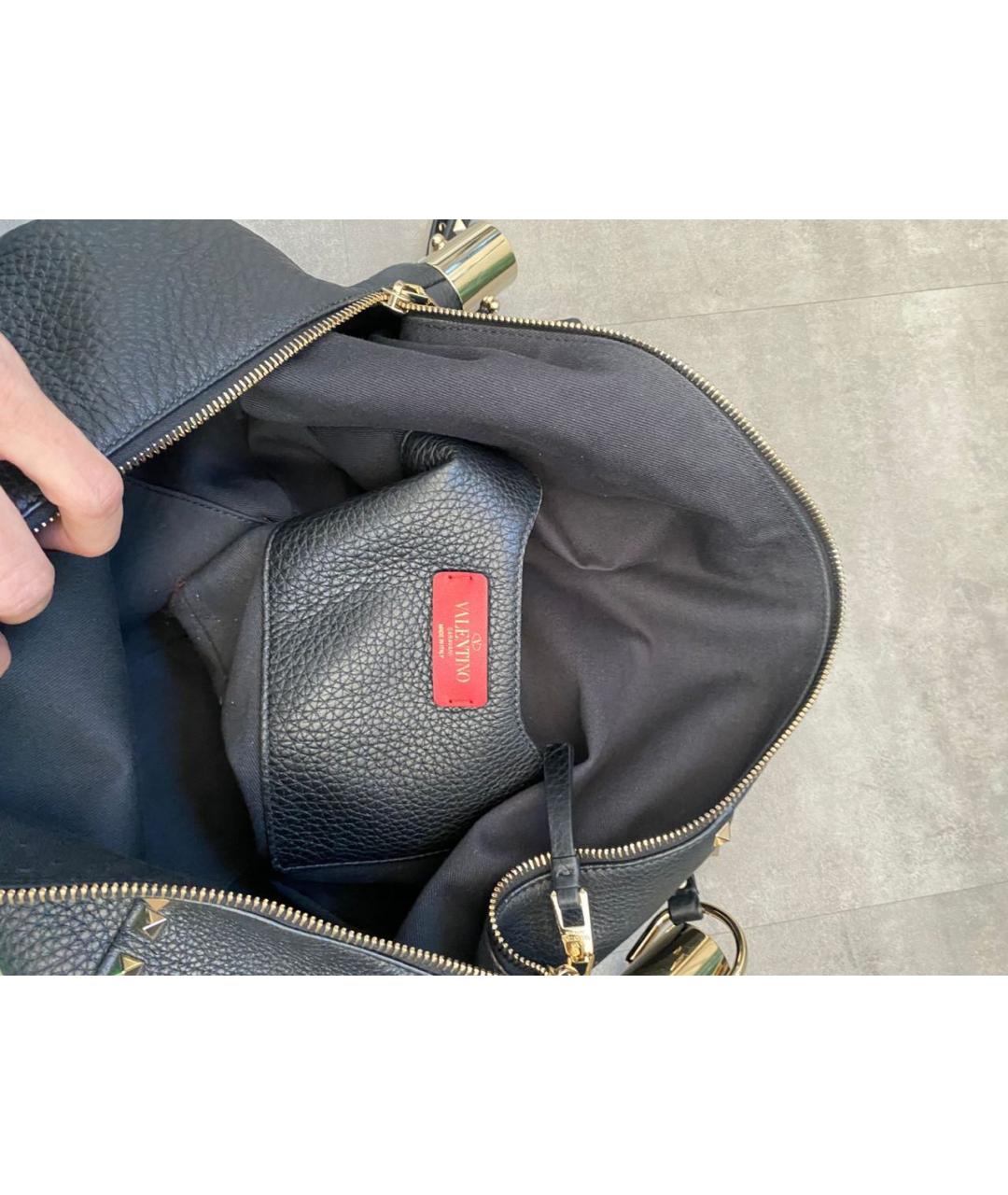 VALENTINO Черная кожаная сумка с короткими ручками, фото 5