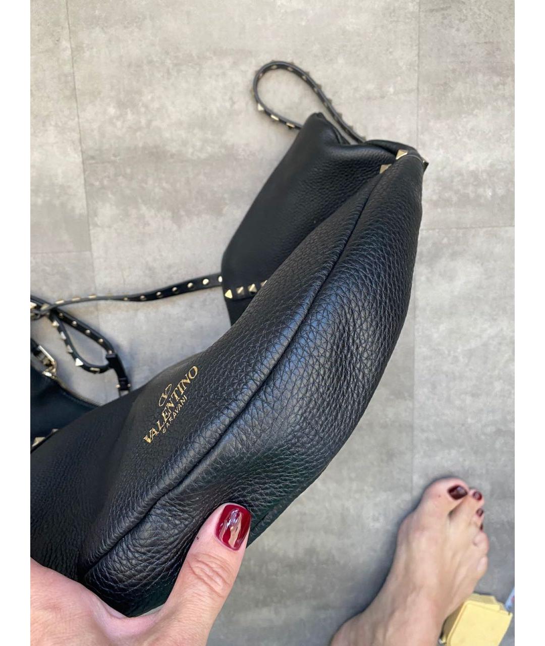 VALENTINO Черная кожаная сумка с короткими ручками, фото 6