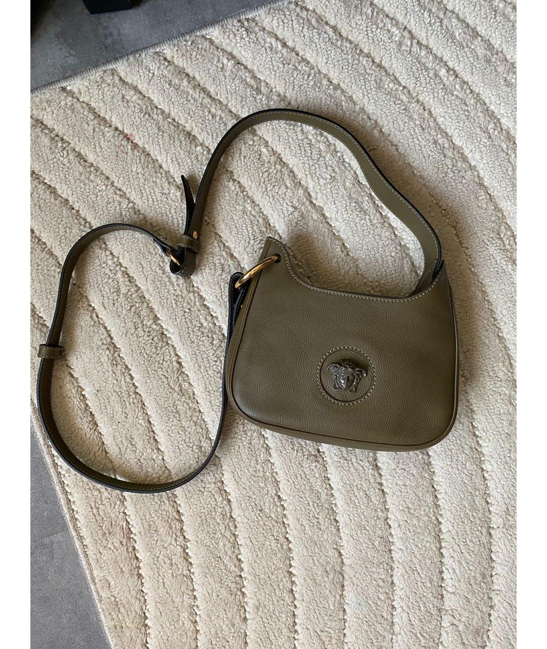 VERSACE Хаки кожаная сумка через плечо, фото 9