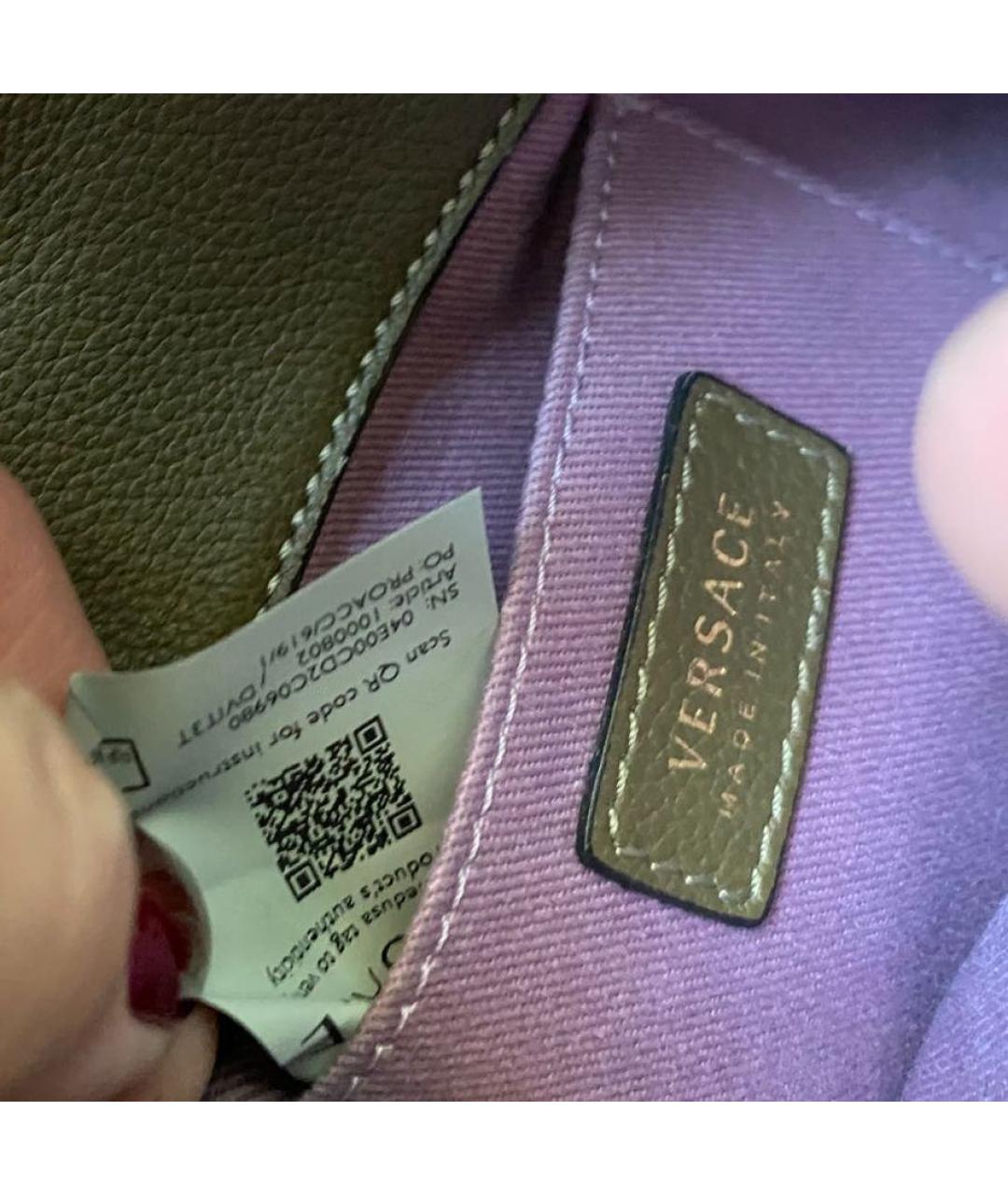 VERSACE Хаки кожаная сумка через плечо, фото 6