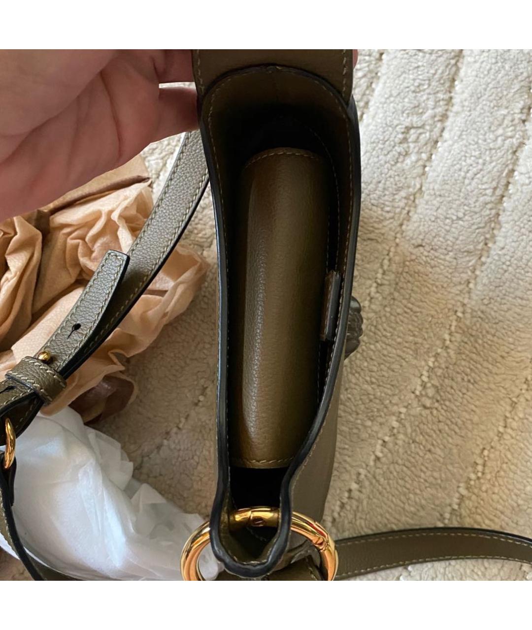 VERSACE Хаки кожаная сумка через плечо, фото 8