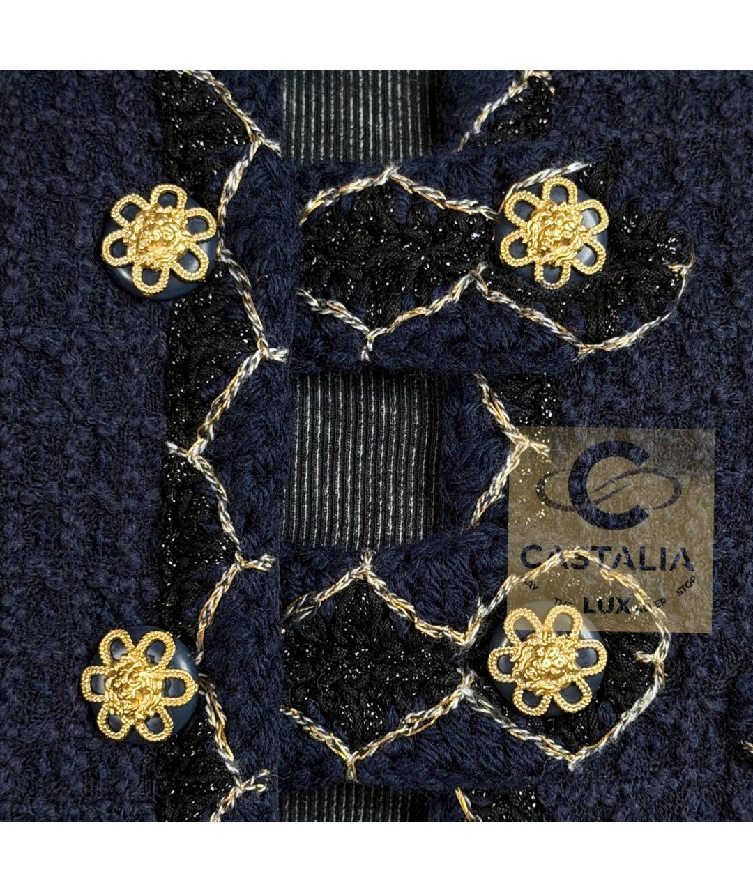 CHANEL Темно-синий твидовый жакет/пиджак, фото 6