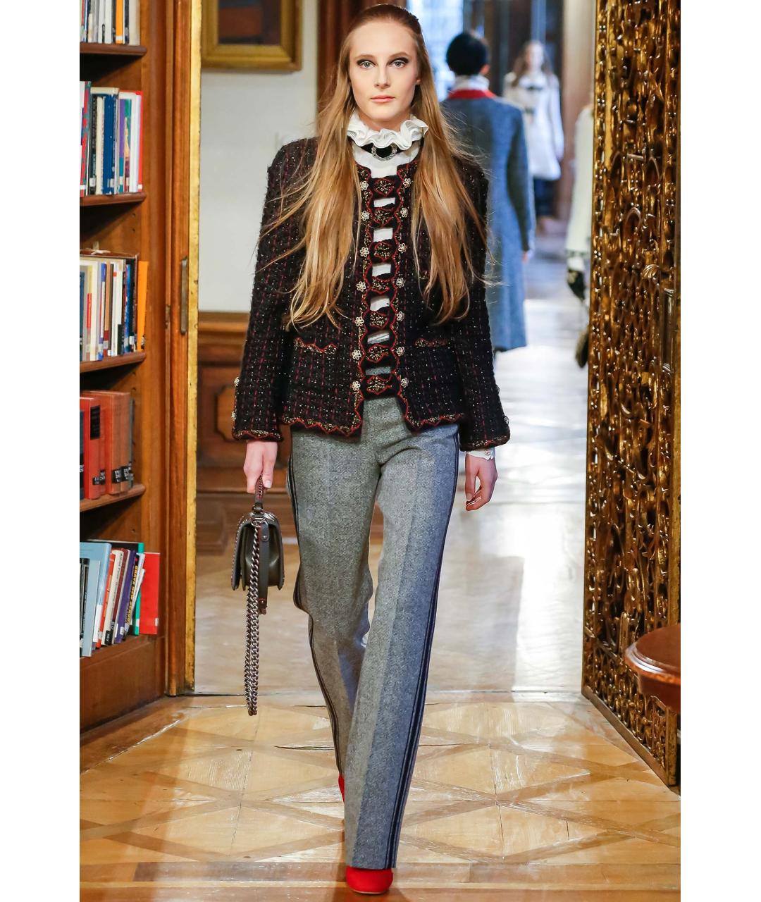 CHANEL Темно-синий твидовый жакет/пиджак, фото 2