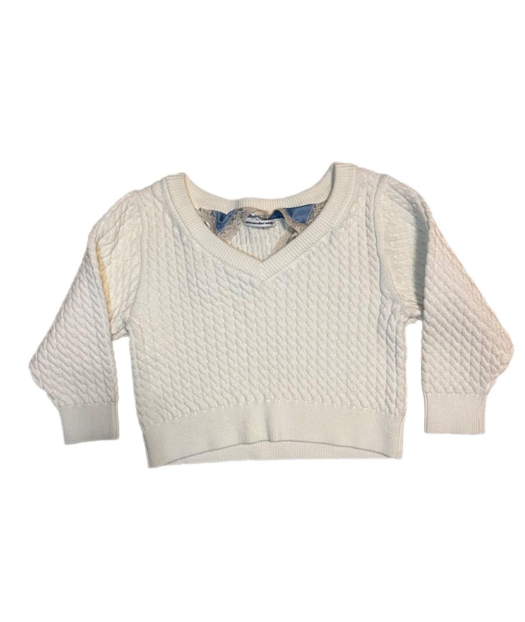 ALEXANDER WANG Белый хлопковый джемпер / свитер, фото 1