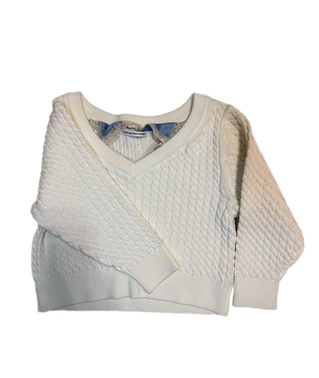 ALEXANDER WANG Белый хлопковый джемпер / свитер, фото 4