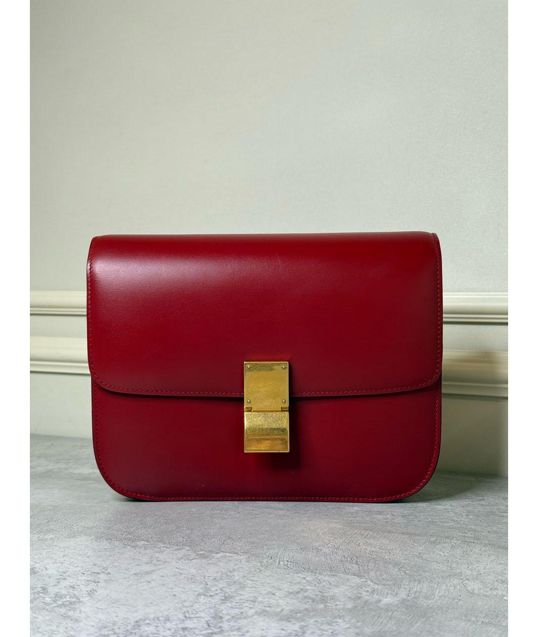 CELINE Красная кожаная сумка через плечо, фото 9