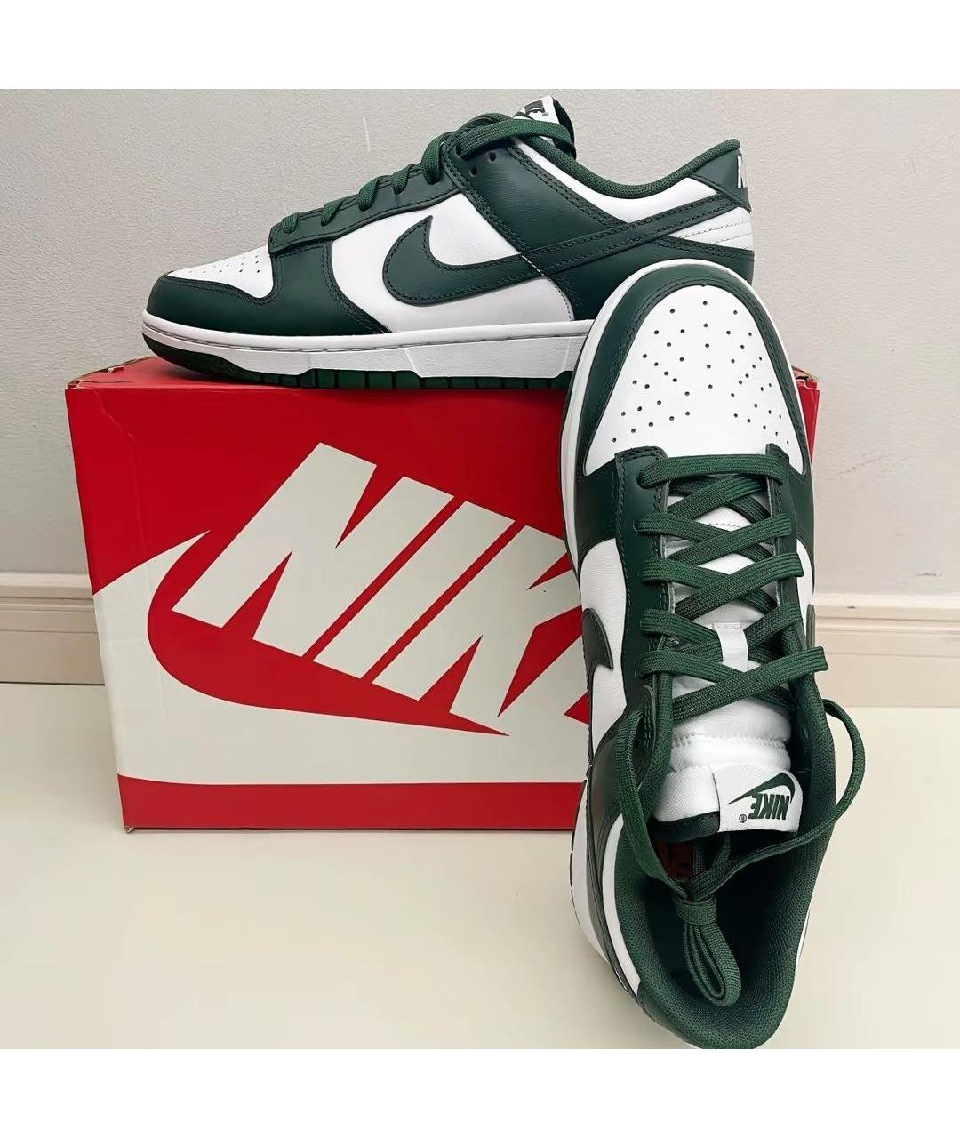 NIKE Зеленые кожаные низкие кроссовки / кеды, фото 5