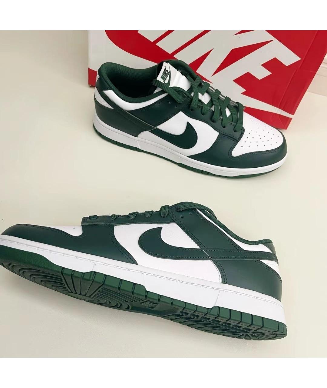 NIKE Зеленые кожаные низкие кроссовки / кеды, фото 6