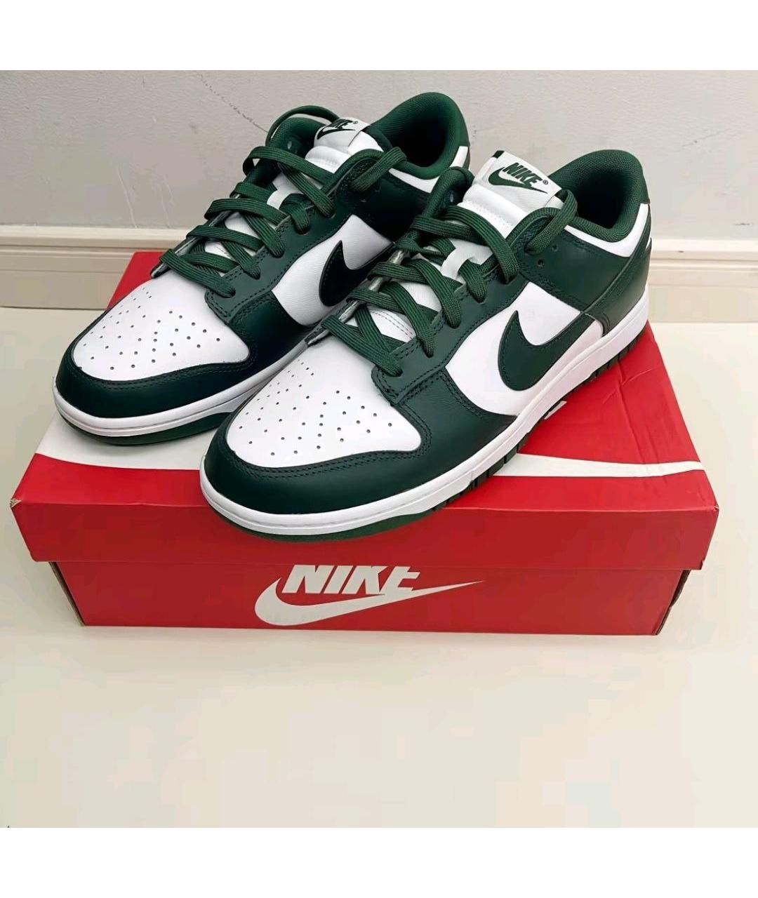 NIKE Зеленые кожаные низкие кроссовки / кеды, фото 2