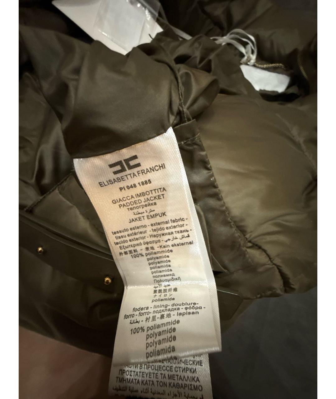 ELISABETTA FRANCHI Хаки полиамидовый пуховик, фото 6