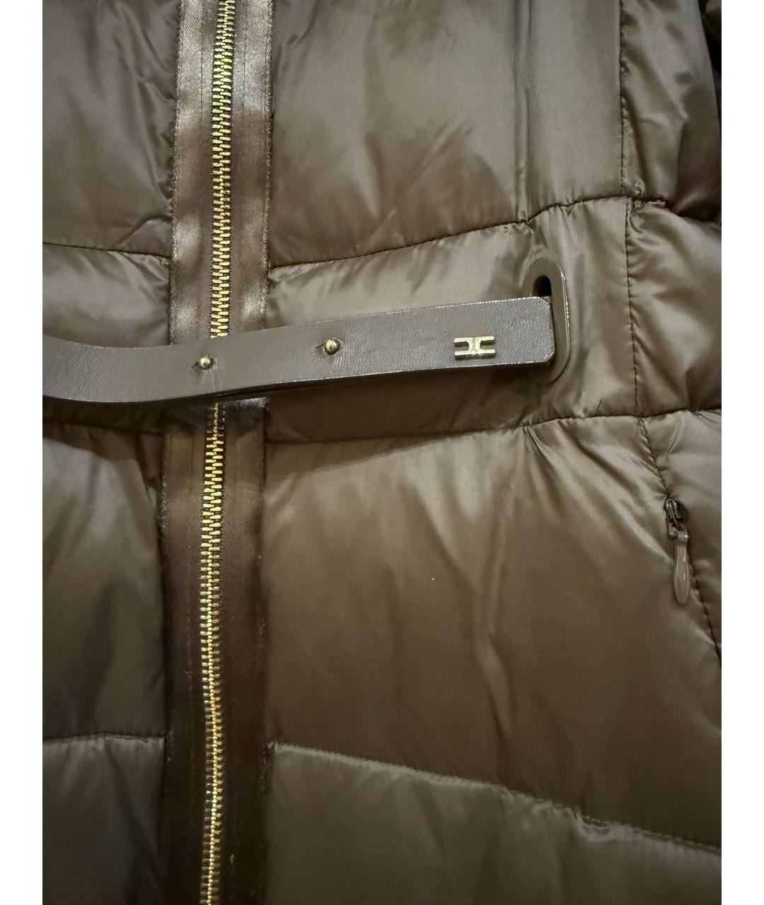 ELISABETTA FRANCHI Хаки полиамидовый пуховик, фото 5
