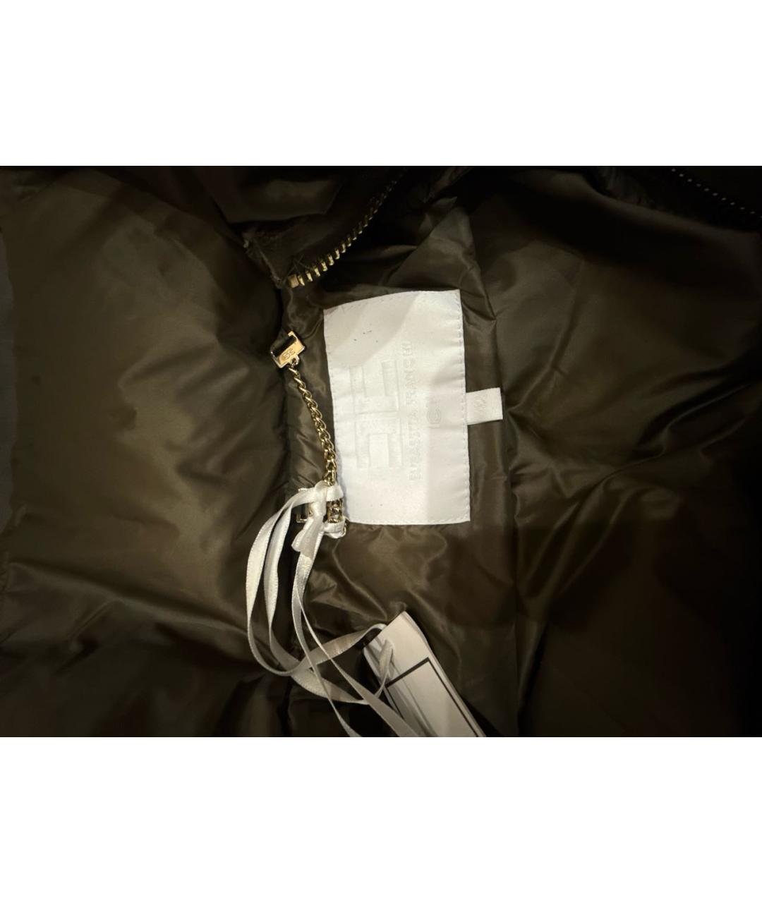 ELISABETTA FRANCHI Хаки полиамидовый пуховик, фото 3