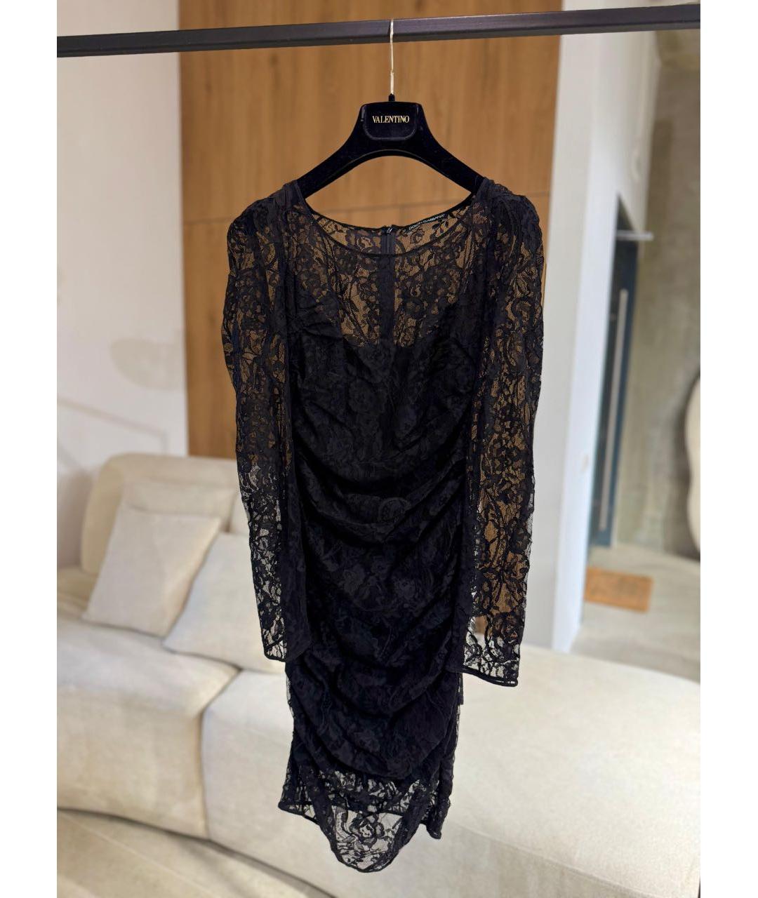 DOLCE&GABBANA Черное кружевное коктейльное платье, фото 2