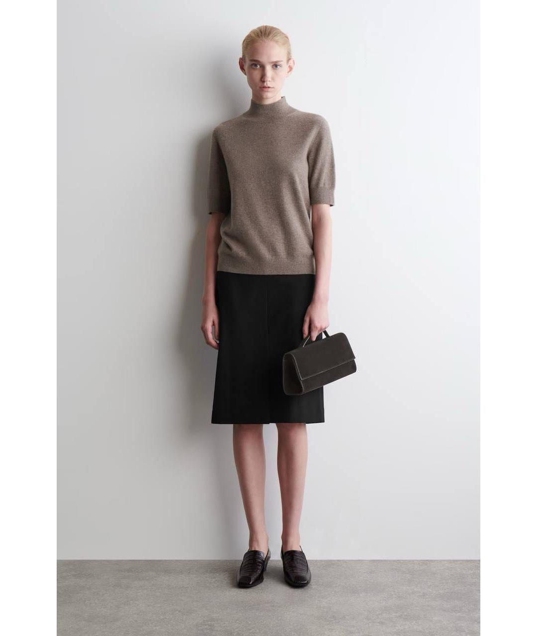 COS Коричневая замшевая сумка с короткими ручками, фото 4